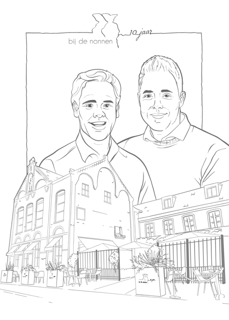 Bij de Nonnen Artistieke tekening van het restaurant